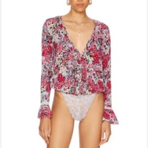 NWT Free People Heat Wave Bodysuit in Spring Combo sz S